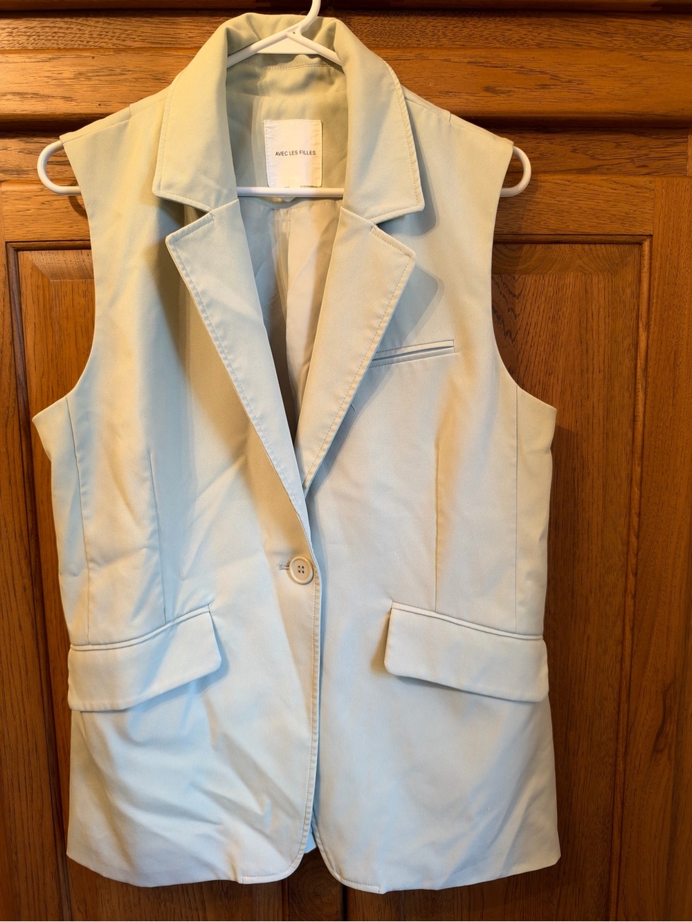 Sleeveless Blazer Vest in Light Sage green